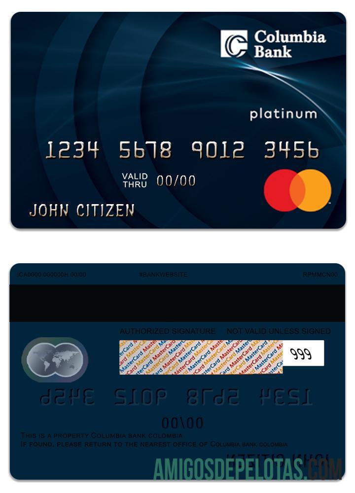 EUA Columbia Bank Mastercard Platinum modelo